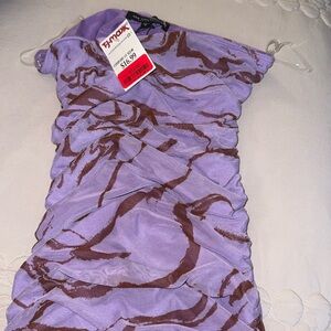 Purple mid body con dress. Strapless